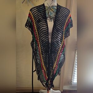 Colorful Crochet Open-Front Vest